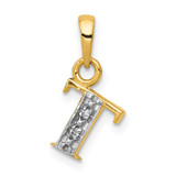 Image of 10K Yellow Gold and Rhodium Diamond Initial T Pendant