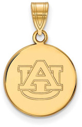 Image of 10K Yellow Gold Auburn University Medium Disc Pendant by LogoArt