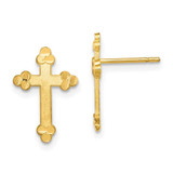 Image of 16mm 10k Yellow Gold Budded Cross Earrings