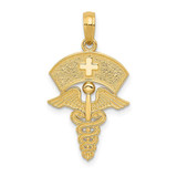 Image of 10K Yellow Gold Caduceus w/Nurses Cap Pendant