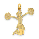 Image of 10K Yellow Gold Cheerleader Jumping with Pom-Poms Pendant 10C3555