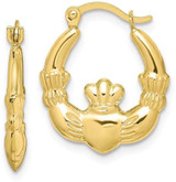 Image of 18mm 10k Yellow Gold Claddagh Hollow Hoop Earrings 10ER260
