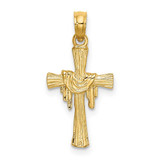 Image of 10K Yellow Gold Cross w/ Drape Pendant