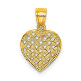 Image of 10k Yellow Gold Cut-Out & Textured Woven Heart Pendant
