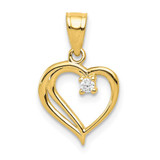 Image of 10k Yellow Gold CZ Heart Pendant 10C1327