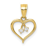 Image of 10k Yellow Gold CZ Heart Pendant 10C1435