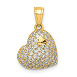 Image of 10k Yellow Gold CZ Micropave Heart Pendant 10C1444