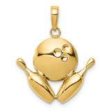 Image of 10K Yellow Gold Diamond-Cut Bowling Theme Pendant