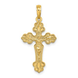 Image of 10K Yellow Gold Diamond-cut Crucifix W /Fancy Tips Pendant