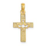 Image of 10K Yellow Gold Dove In Cross Pendant
