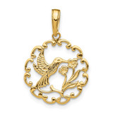 Image of 10k Yellow Gold Hummingbird w/ Flower in Frame Pendant