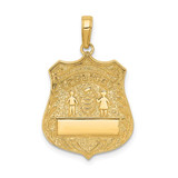 Image of 10K Yellow Gold Large Police Badge Pendant