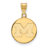 Image of 10K Yellow Gold Michigan (University Of) Medium Disc Pendant by LogoArt