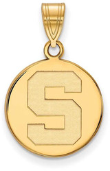 Image of 10K Yellow Gold Michigan State University Medium Disc Pendant LogoArt (1Y039MIS)