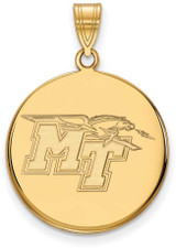 Image of 10K Yellow Gold Middle Tennessee State University Large Disc Pendant by LogoArt