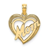 Image of 10k Yellow Gold Mom Inside Heart Pendant
