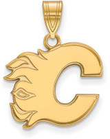 Image of 10K Yellow Gold NHL Calgary Flames Medium Pendant by LogoArt