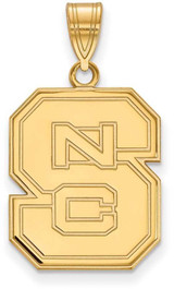 Image of 10K Yellow Gold North Carolina State University Large Pendant LogoArt (1Y004NCS)
