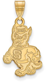 Image of 10K Yellow Gold North Carolina State University Large Pendant LogoArt (1Y061NCS)