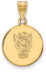 Image of 10K Yellow Gold North Carolina State University Medium Disc Pendant by LogoArt