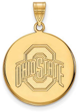 Image of 10K Yellow Gold Ohio State University Large Disc Pendant by LogoArt (1Y042OSU)