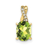 Image of 10K Yellow Gold Oval Peridot and Diamond Pendant