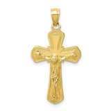 Image of 10k Yellow Gold Polished & Textured Crucifix Pendant