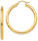Image of 30mm 10k Yellow Gold Polished 3mm Tube Hoop Earrings 10T935