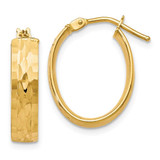Image of 21mm 10k Yellow Gold Polished and Shiny-Cut Oval Hinged Hoop Earrings