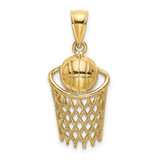 Image of 10k Yellow Gold Polished Basketball & Net Pendant