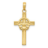 Image of 10k Yellow Gold Polished Claddagh Cross Pendant