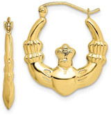 Image of 21.97mm 10k Yellow Gold Polished Claddagh Hoop Earrings 10ER294