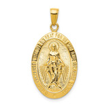Image of 10K Yellow Gold Satin and Polished Finish Miraculous Medal Pendant