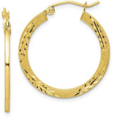Image of 26mm 10k Yellow Gold Satin Shiny-Cut Hoop Earrings 10TC308