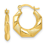 Image of 16mm 10k Yellow Gold Scalloped Textured Hollow Hoop Earrings 10ER254