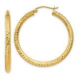 Image of 30mm 10k Yellow Gold Shiny-Cut 3mm Round Hoop Earrings 10TC263