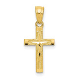 Image of 10K Yellow Gold Shiny-Cut Cross Pendant 10C1094