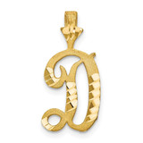 Image of 10K Yellow Gold Shiny-Cut Grooved Initial D Pendant