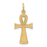 Image of 10K Yellow Gold Solid Flat-Backed Ankh / Egyptian Cross Pendant