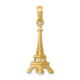 Image of 10K Yellow Gold Solid Polished 3-D Eiffel Tower Pendant