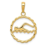 Image of 10k Yellow Gold Swimming Inside Frame Pendant