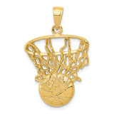 Image of 10k Yellow Gold Swoosh Basketball and Net Pendant 10C3781