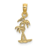 Image of 10K Yellow Gold Texture Mini Double Palm Trees Pendant