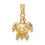 Image of 10k Yellow Gold Textured Mini Sea Turtle Pendant