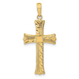 Image of 10K Yellow Gold Textured w/Square Center Cross Pendant