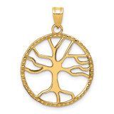 Image of 10K Yellow Gold Tree of Life in Round Frame Pendant
