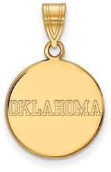 Image of 10K Yellow Gold University of Oklahoma Medium Disc Pendant by LogoArt (1Y053UOK)