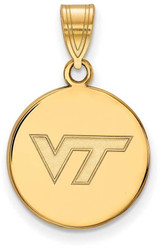 Image of 10K Yellow Gold Virginia Tech Medium Disc Pendant by LogoArt (1Y033VTE)