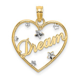 Image of 10k Yellow Gold w/ Rhodium-Plating Dream In Heart Frame Star Accents Pendant