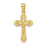 Image of 10k Yellow Gold w/ Textured Scalloped Edge Crucifix Pendant